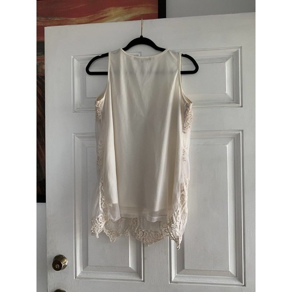 Pink Bouquet Shirt Tank Top Size S Medium - Cream/sheer with lining Lace Summer - Picture 3 of 4
